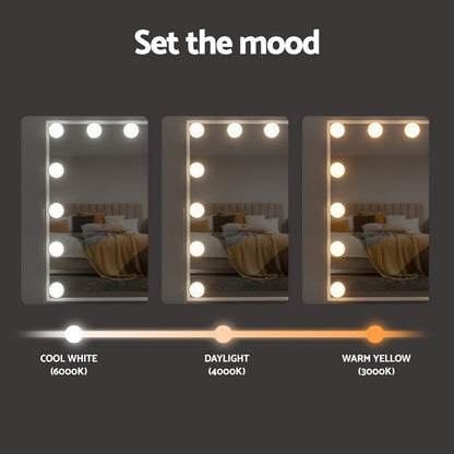 Embellir Bluetooth Makeup Mirror 30x40cm Hollywood Vanity with LED Light White