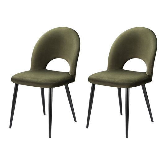 Artiss Dining Chairs Set of 2 Velvet Hollow Green