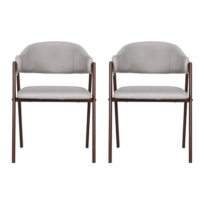 Artiss Dining Chairs Set of 2 Linen Hollow Armchair Grey