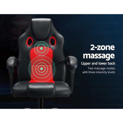 Artiss 2 Point Massage Gaming Office Chair PU Leather Red