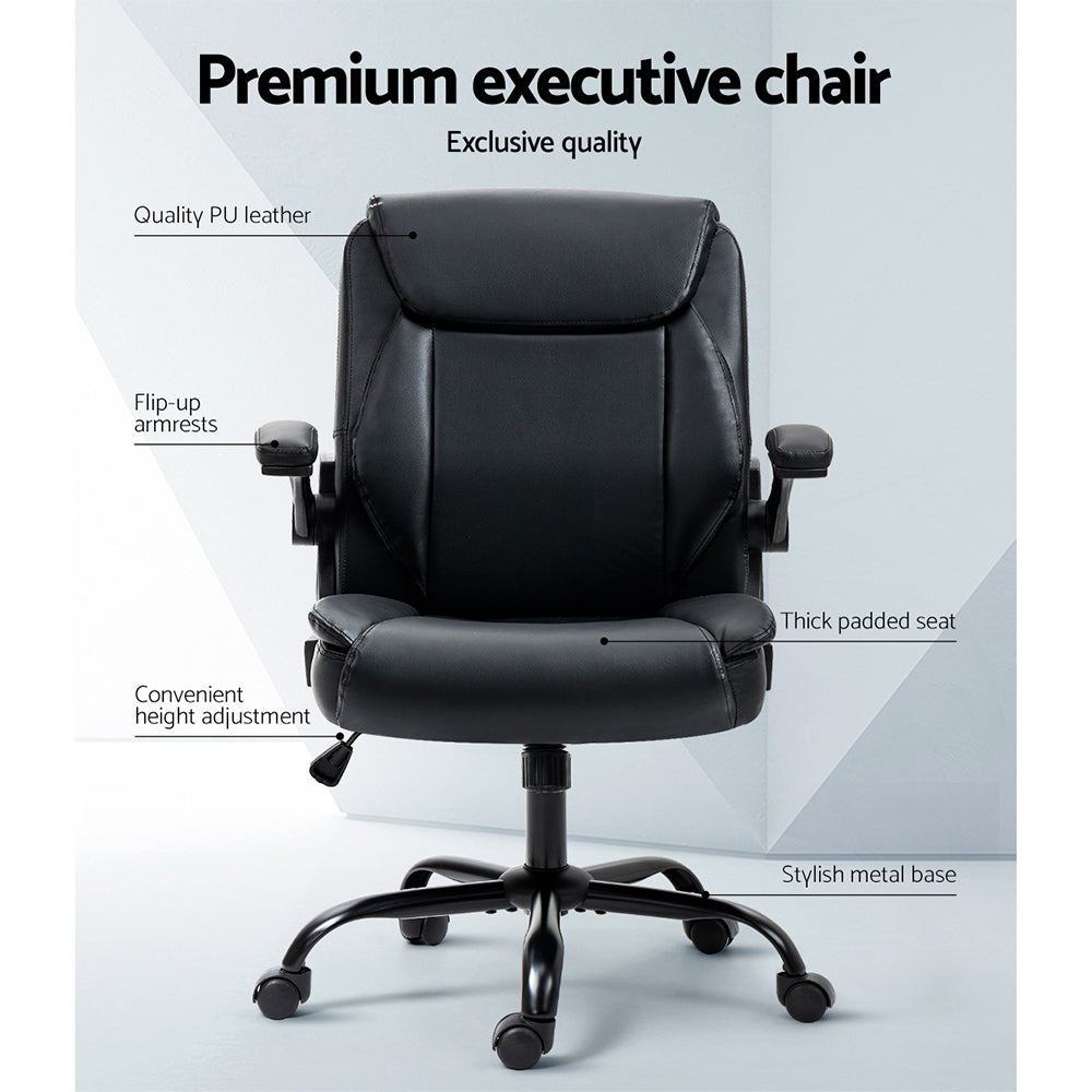 Artiss Executive Office Chair Mid Back Black