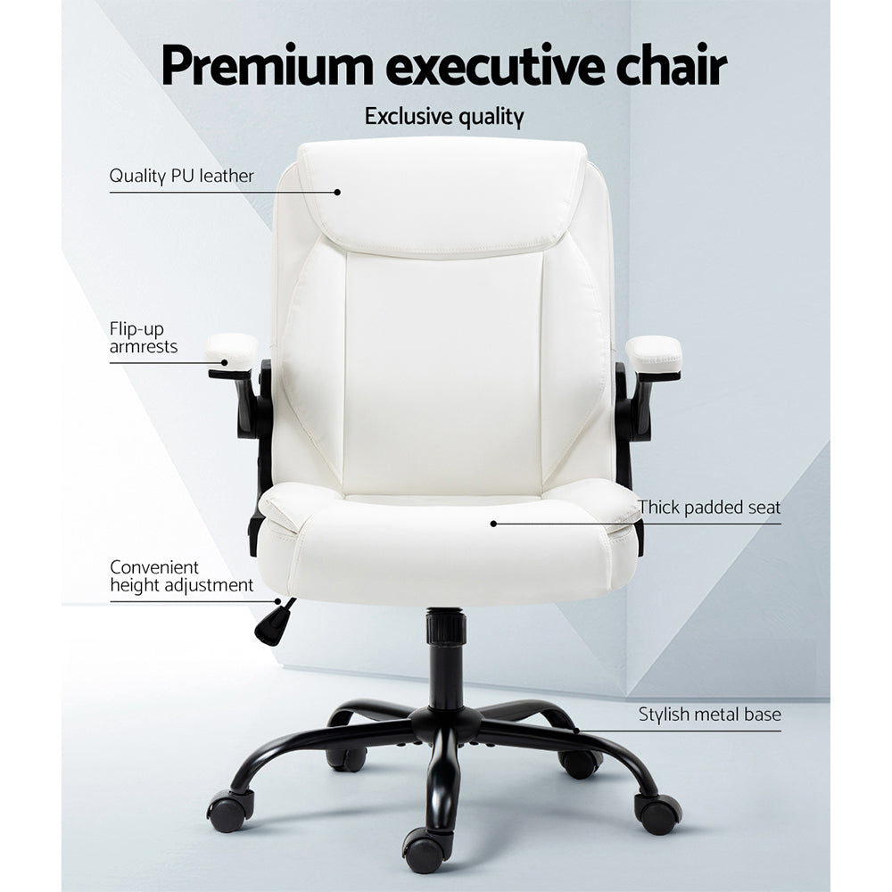 Artiss Executive Office Chair Mid Back White