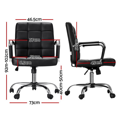 Artiss Office Chair PU Leather Mid Back Black