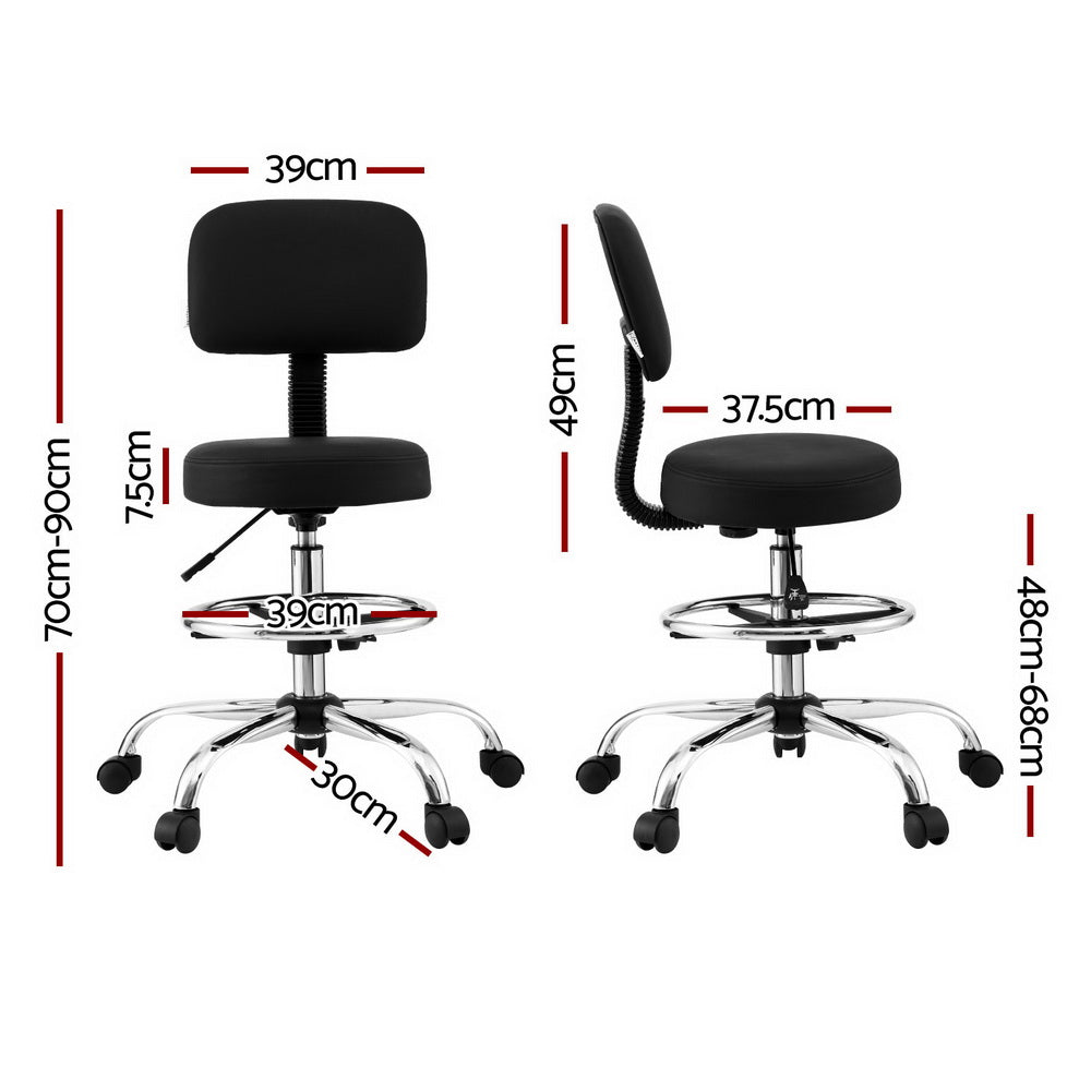 Artiss Office Chair Drafting Computer Standing Desk Chairs Ergonomic PU Black