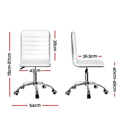 Artiss Office Chair Conference Chairs PU Leather Low Back White