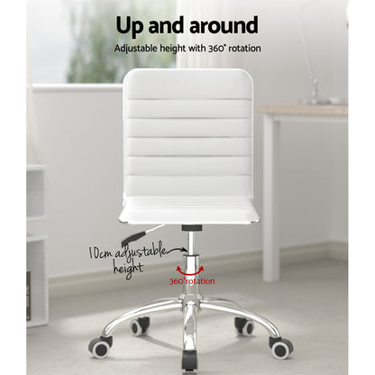 Artiss Office Chair Conference Chairs PU Leather Low Back White