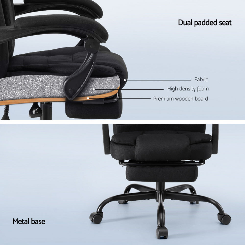 Artiss Office Chair Executive Fabric Seat Racing Computer Desk Chairs Footrest