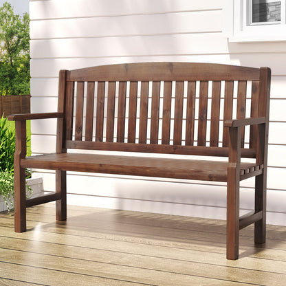 Gardeon Outdoor Garden Bench Wooden 2 Seater Lounge Chair Patio Furniture Brown