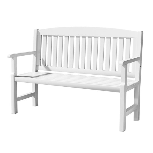 Gardeon Outdoor Garden Bench Wooden 2 Seater Lounge Chair Patio Furniture White