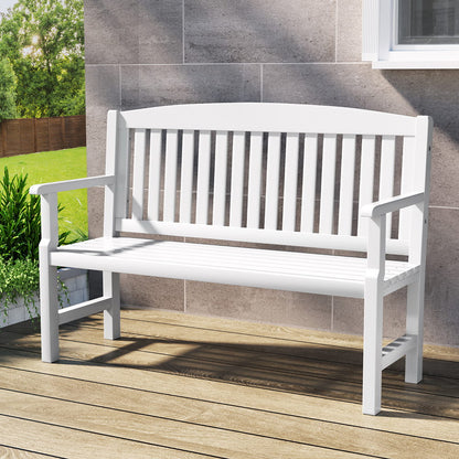 Gardeon Outdoor Garden Bench Wooden 2 Seater Lounge Chair Patio Furniture White