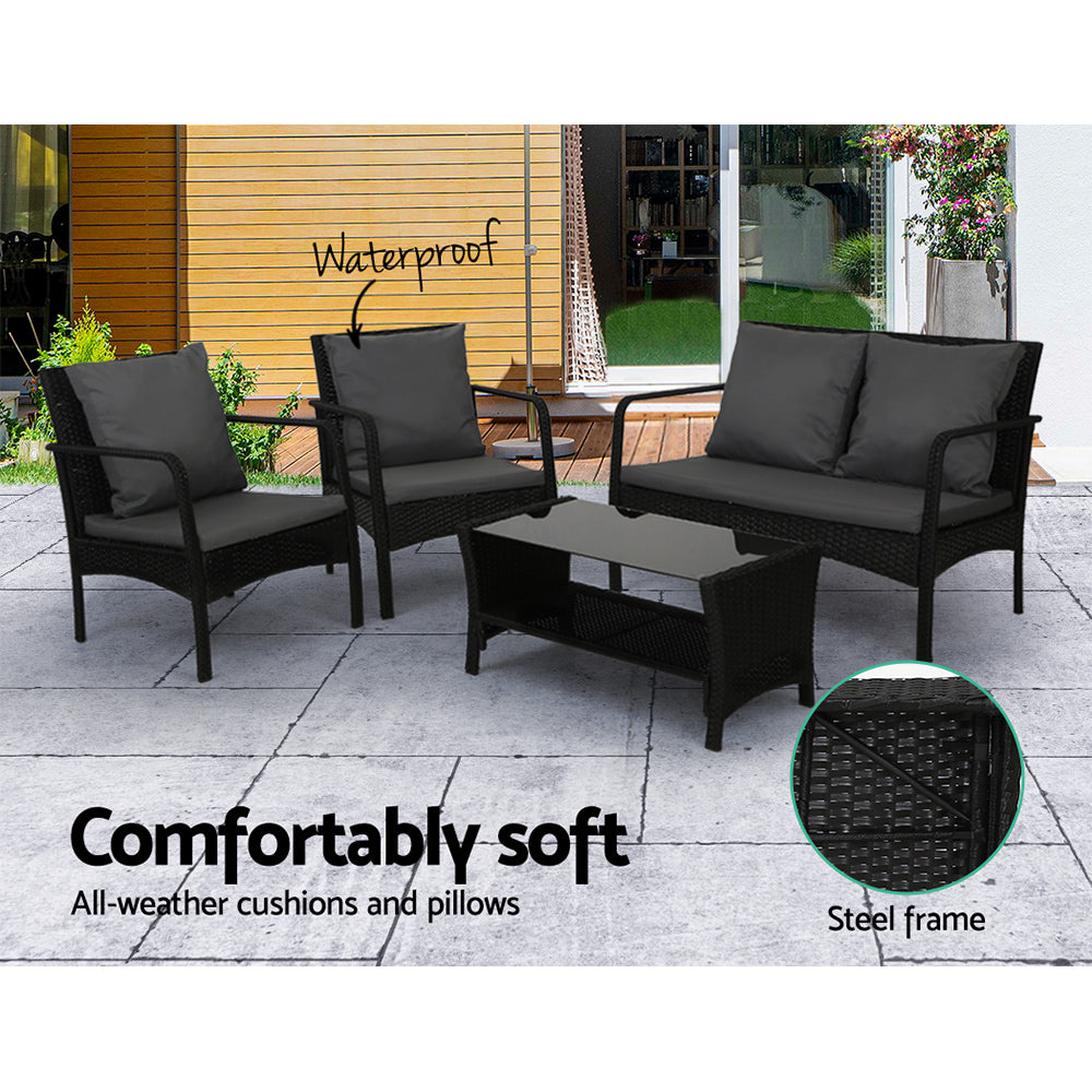 Gardeon Outdoor Sofa Set Lounge Setting Wicker Table and Chairs Garden Patio Furniture