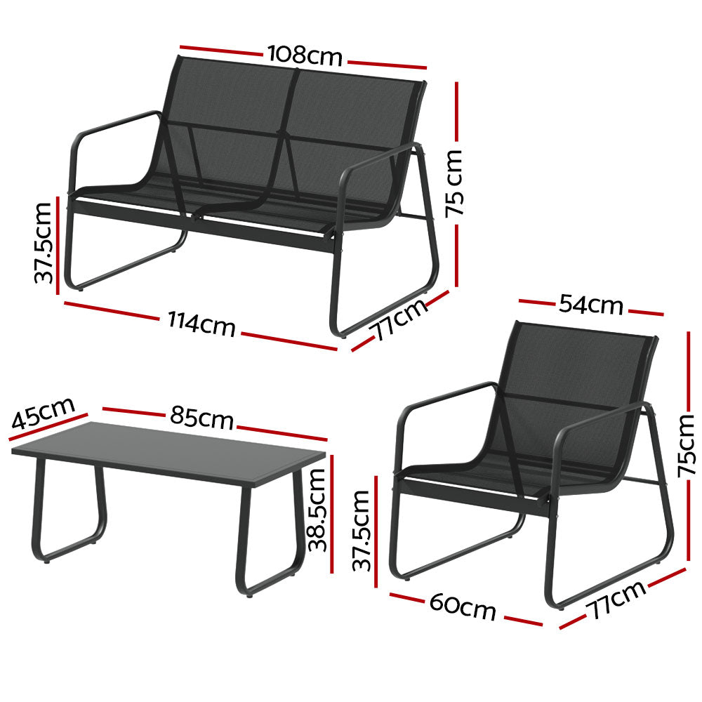 Gardeon Outdoor Sofa Set Lounge Setting Textilene Table and Chairs Garden Patio Furniture