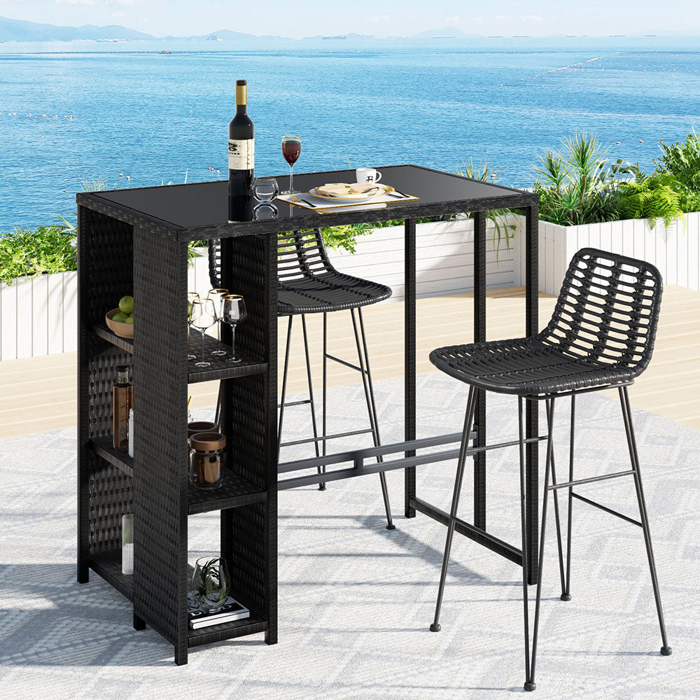 Gardeon Outdoor Bar Set Patio Furniture Dining Chairs Table and Chairs Wicker