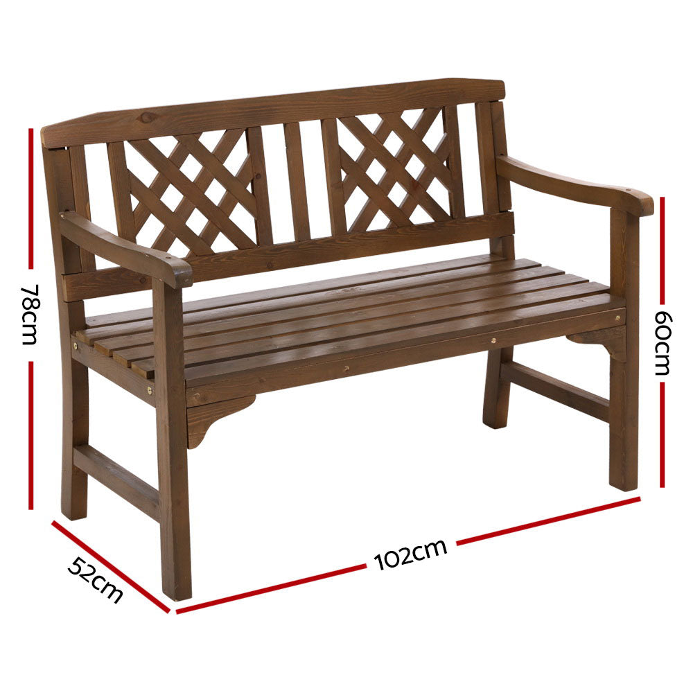 Gardeon Outdoor Garden Bench Wooden Chair 2 Seat Patio Furniture Lounge Natural