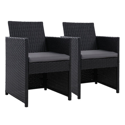 Gardeon 2PC Outdoor Dining Chairs Patio Furniture Wicker Garden Cushion Hugo