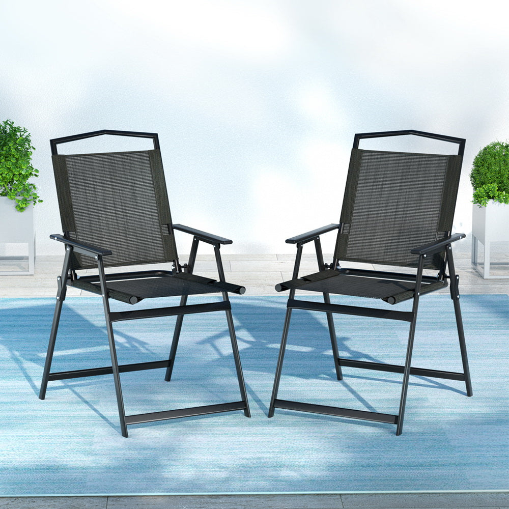 Gardeon Outdoor Chairs Portable Folding Camping Chair Steel Patio Furniture