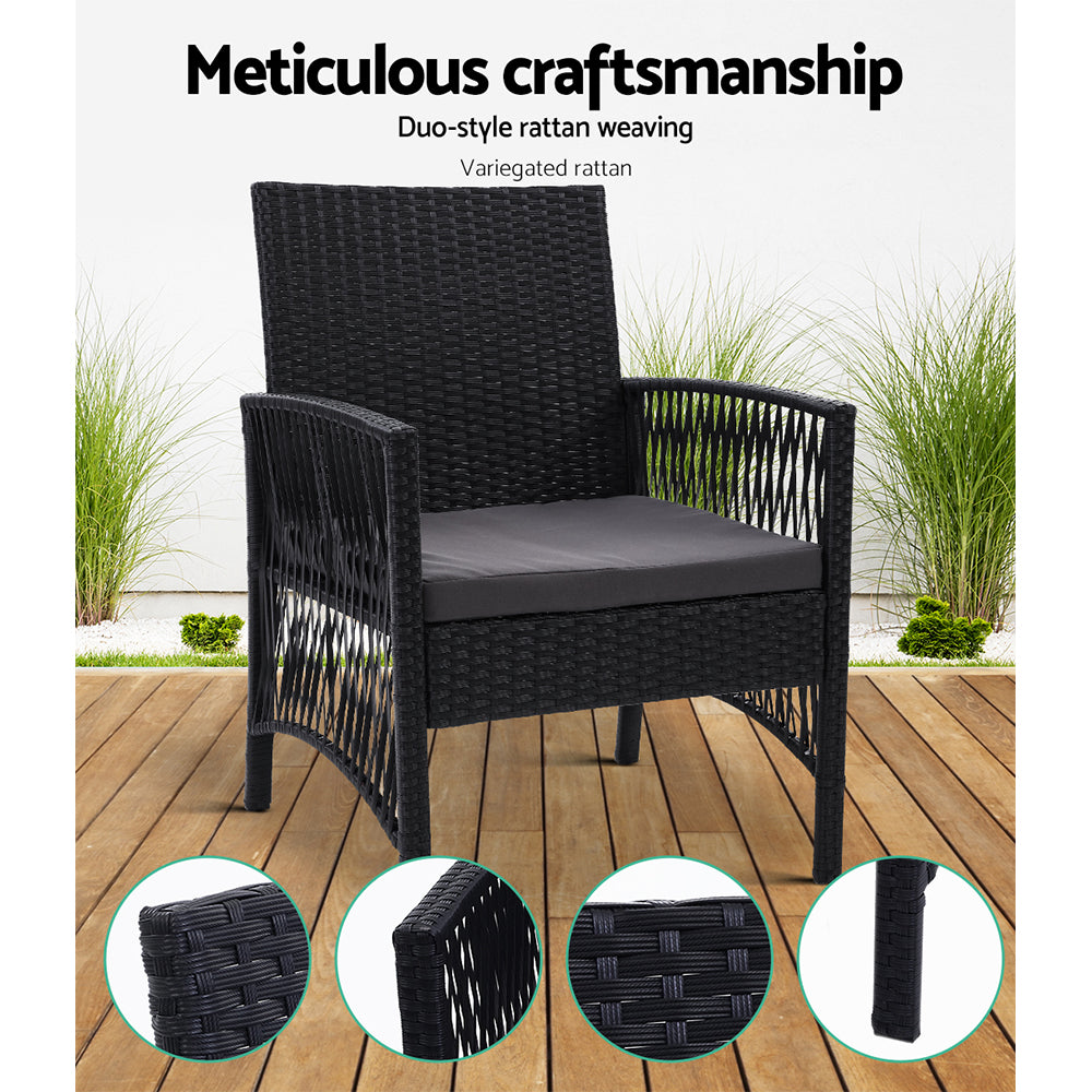 Gardeon 2PC Outdoor Dining Chairs Patio Furniture Wicker Lounge Chair Garden