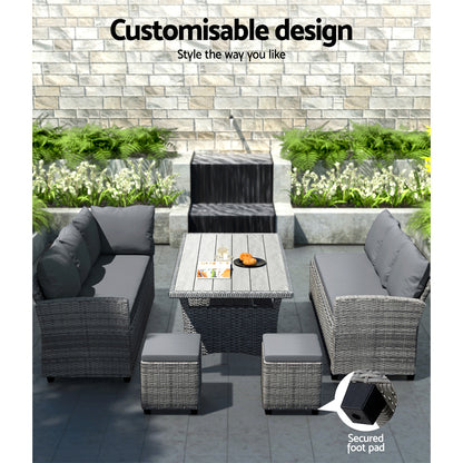 Gardeon Outdoor Dining Set Wicker Table Chairs Setting 8 Seater