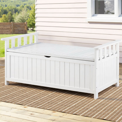 Gardeon Outdoor Storage Bench Box Wooden Garden Toy Tool Patio Furniture White