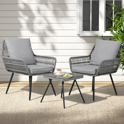 Gardeon 3PC Outdoor Furniture Bistro Set Lounge Setting Chairs Table Patio Grey