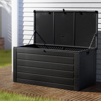 Gardeon Outdoor Storage Box 680L Container Lockable Garden Bench Shed Tool All Black