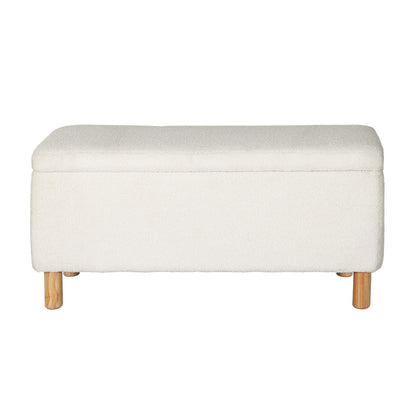 Artiss Storage Ottoman Blanket Box 99cm Teddy Fabric White