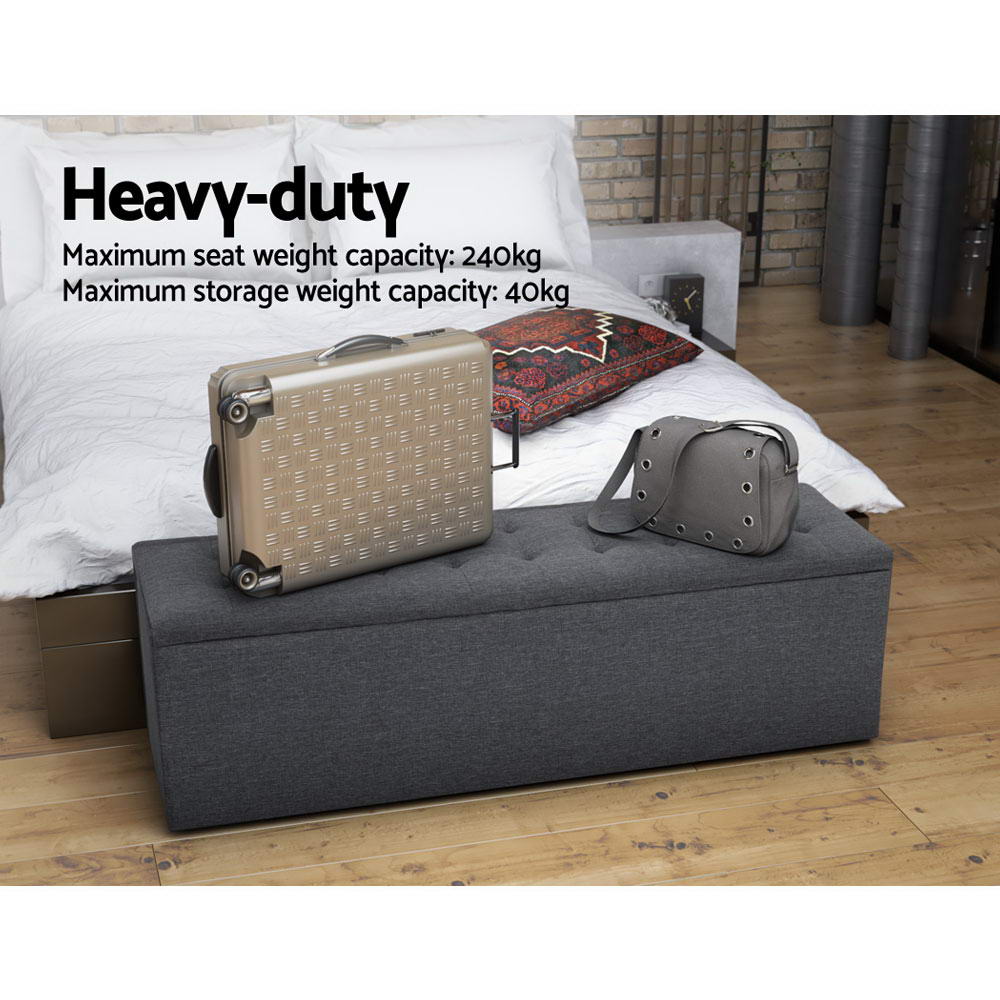 Artiss Storage Ottoman Blanket Box 140cm Linen Dark Grey