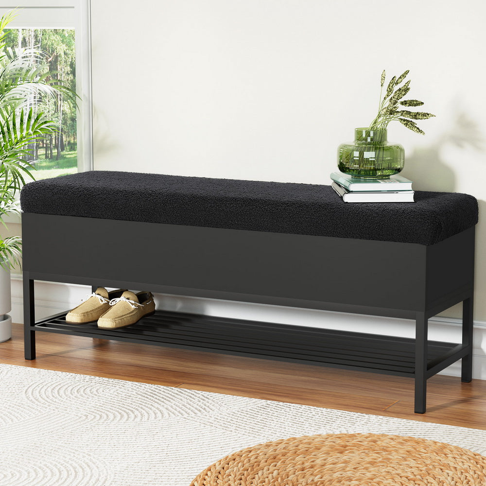 Artiss Storage Ottoman Blanket Box 110cm Boucle Shelf