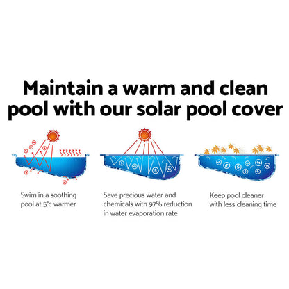 Aquabuddy Pool Cover 500 Micron 10x4m Swimming Pool Solar Blanket Blue Silver