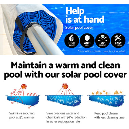 Aquabuddy Pool Cover 500 Micron 11x4.8m Blue Swimming Pool Solar Blanket 5.5m Roller