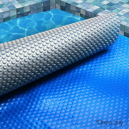 Aquabuddy Pool Cover 11x6.2m 400 Micron Swimming Pool Solar Blanket Blue Silver