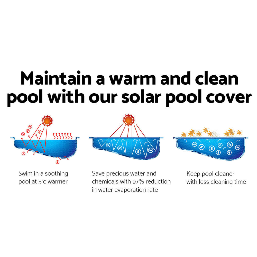 Aquabuddy Pool Cover 500 Micron 8x4.2m Swimming Pool Solar Blanket Blue