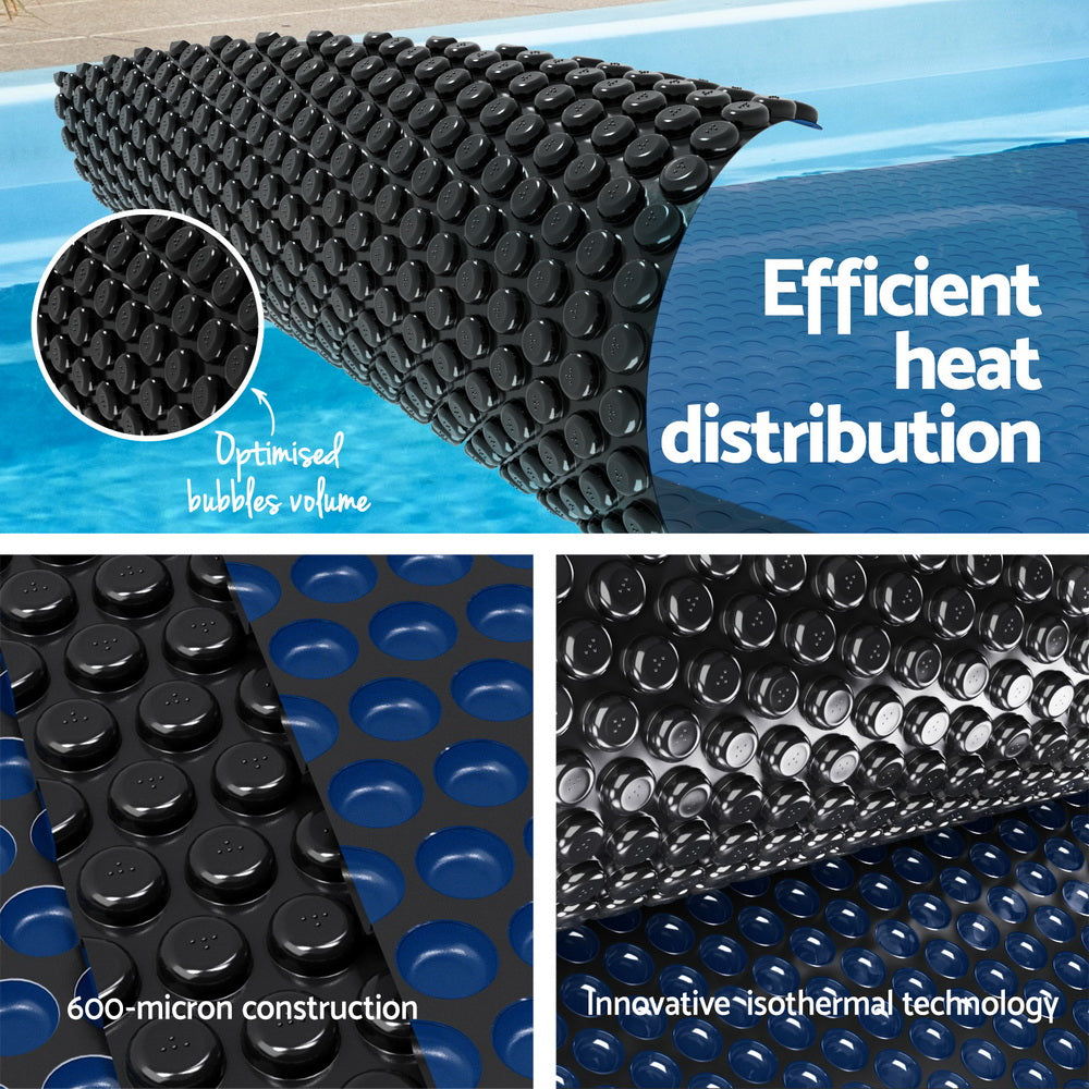 Aquabuddy Pool Cover 600 Micron 8.5x4.2m w/ Roller 5.55m Swimming Pools Black Solar Blanket