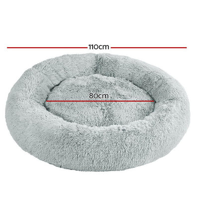 i.Pet Pet Bed Dog Cat 110cm Calming Extra Large Soft Plush Light Grey