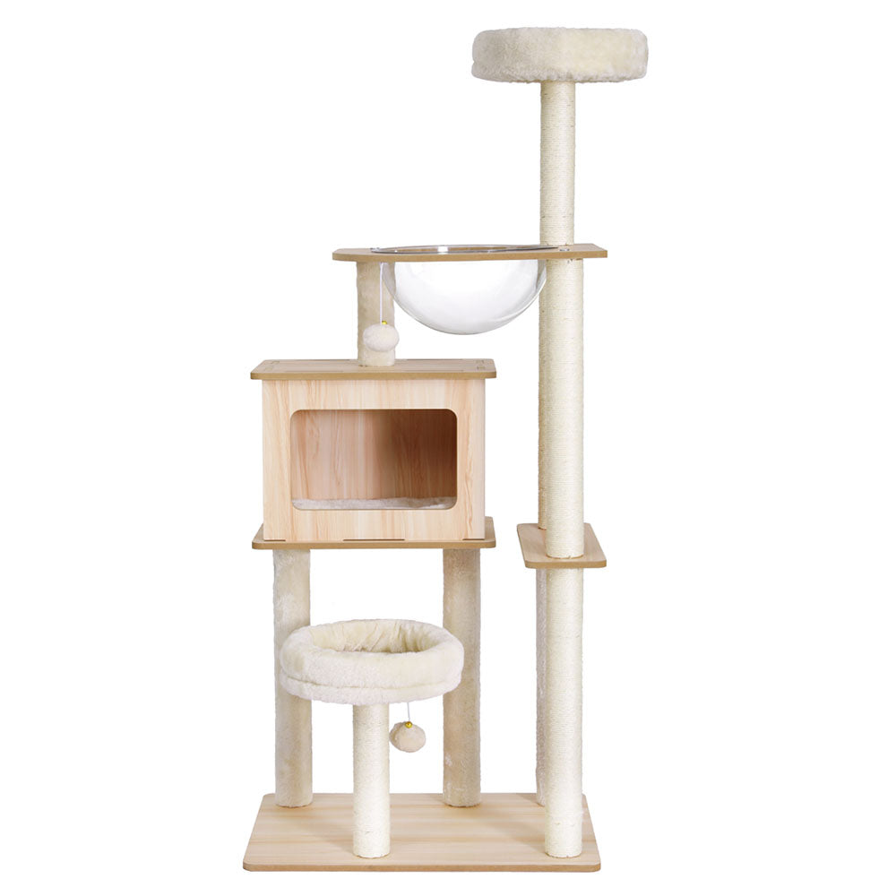 i.Pet Cat Tree Tower Scratching Post Scratcher 142cm Wood Bed Condo House