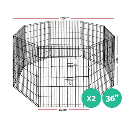 i.Pet 2x36" 8 Panel Dog Playpen Pet Fence Exercise Cage Enclosure Play Pen