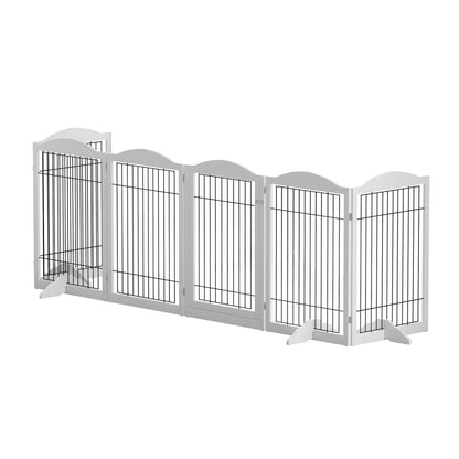 i.Pet Dog Playpen Enclosure 6 Panel Pet Fence Wooden Play Pen