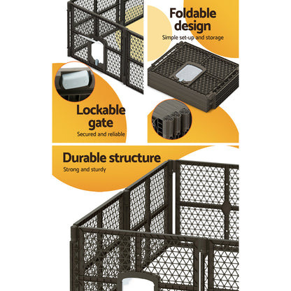 i.Pet Dog Playpen Enclosure 8 Panel Pet Fence Plastic Play Pen