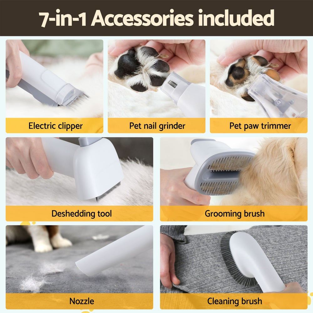 i.Pet Pet Grooming Kit Vacuum Dog Cat Hair Dryer Remover Clipper Brushes Cleaning