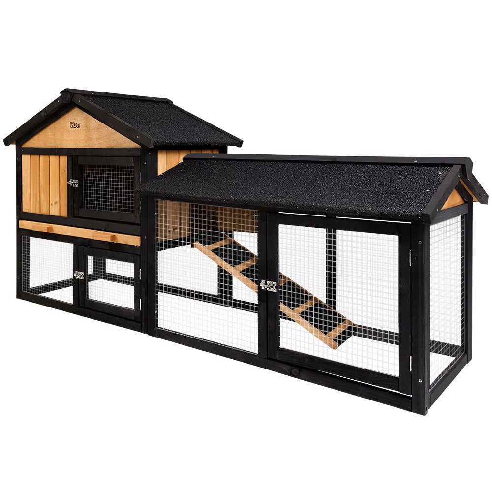 i.Pet Chicken Coop Rabbit Hutch 165cm x 43cm x 86cm Extra Large Run House Cage Wooden Outdoor