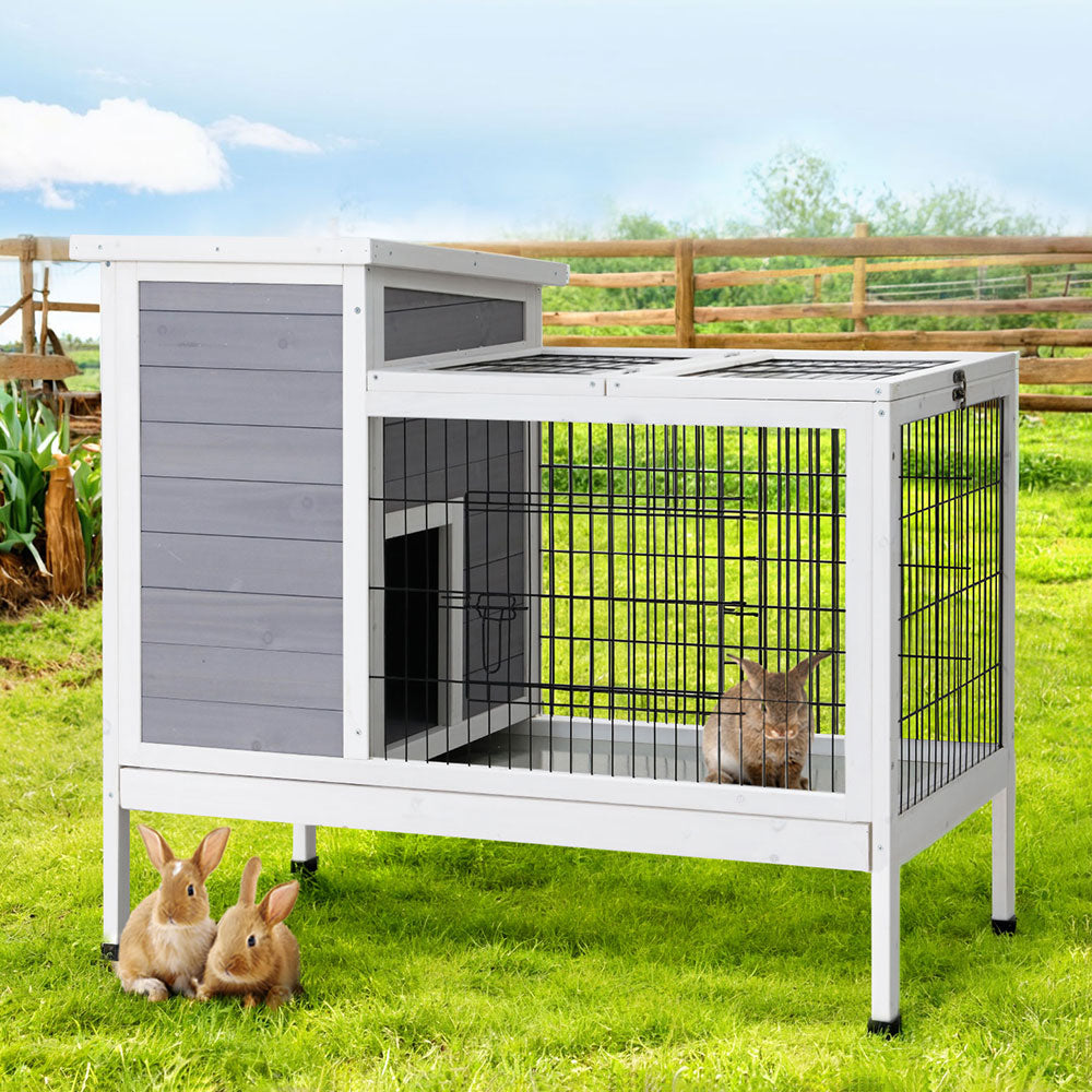 i.Pet Rabbit Hutch 97cm x 49cm x 86cm Chicken Coop Large Run Wooden Outdoor Cage House