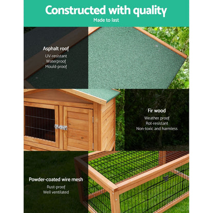 i.Pet Chicken Coop 155cm x 49cm x 90cm Rabbit Hutch Large Run Wooden Cage House Outdoor