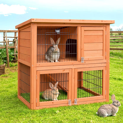 i.Pet Chicken Coop 88cm x 40cm x 76cm Rabbit Hutch Large House Run Wooden Cage Outdoor