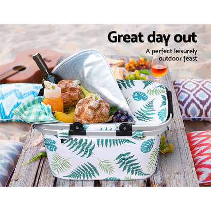 Alfresco Picnic Basket Folding Bag Insulated Hamper Food Cover Storage