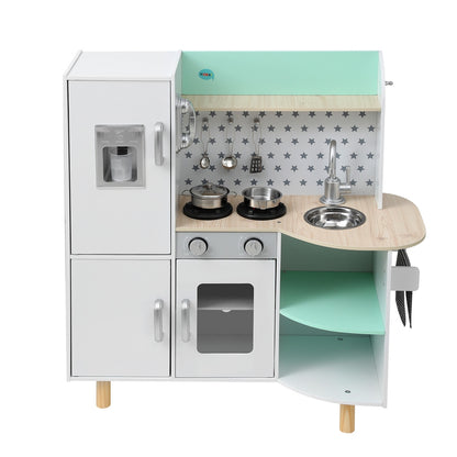 Keezi Kids Wooden Pretend Kitchen Play Sets Cooking Toys Oven Fridge 85CM Green