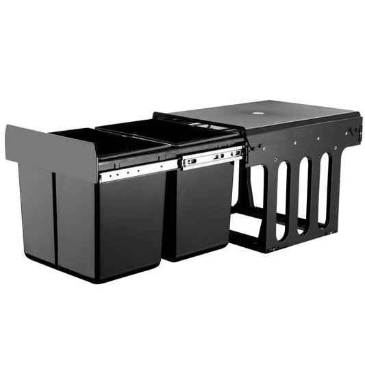 Cefito Pull Out Bin Kitchen Double Basket 2X15L Black