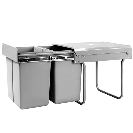 Cefito Pull Out Bin Kitchen Double Basket 2X20L Grey