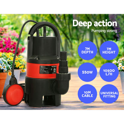 Giantz Garden Submersible Pump 550W Dirty Water Bore Tank Well Steel Sewerage