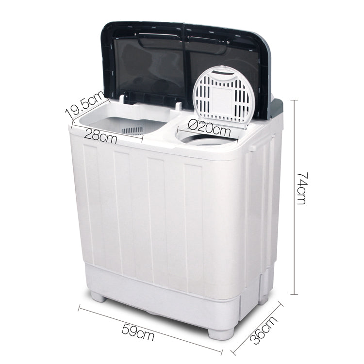 Devanti Portable Washing Machine Twin Tub 5KG White