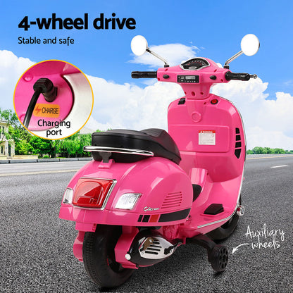 Kids Electric Ride On Car Motorcycle Motorbike Vespa Licensed GTS Pink